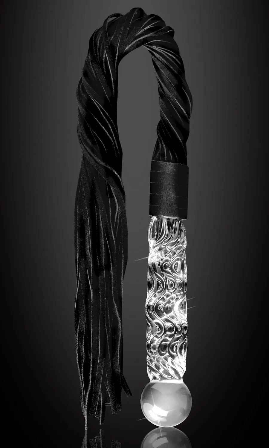 Pipedream Icicles No. 38 glazen flogger zweep met dildo