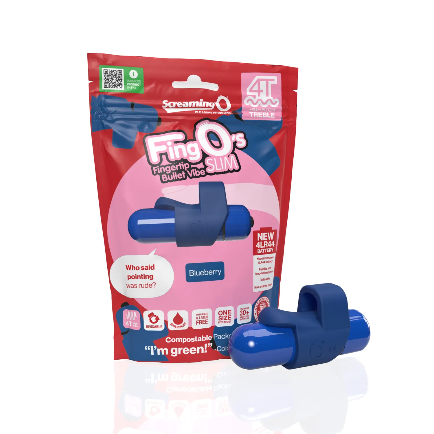 Screaming O FingO Slim 4T vingervibrator blueberry waterdicht