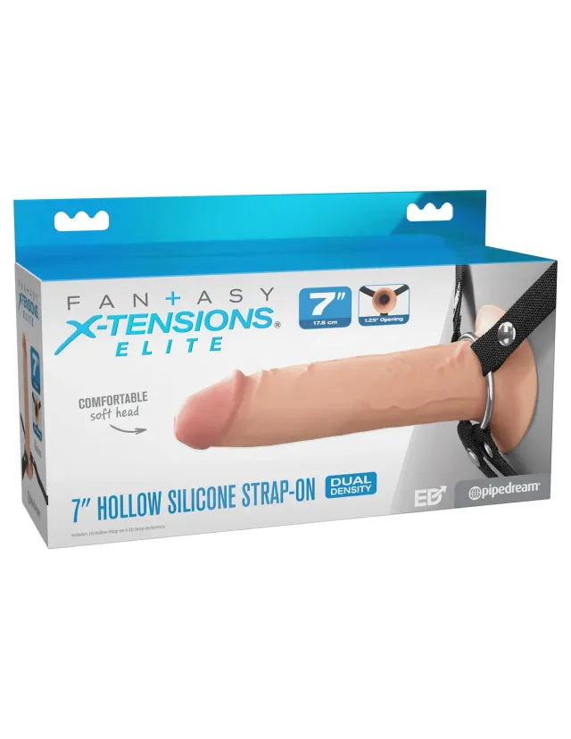 Pipedream Fantasy X-Tensions 7 Hollow Silicone strap-on dildo