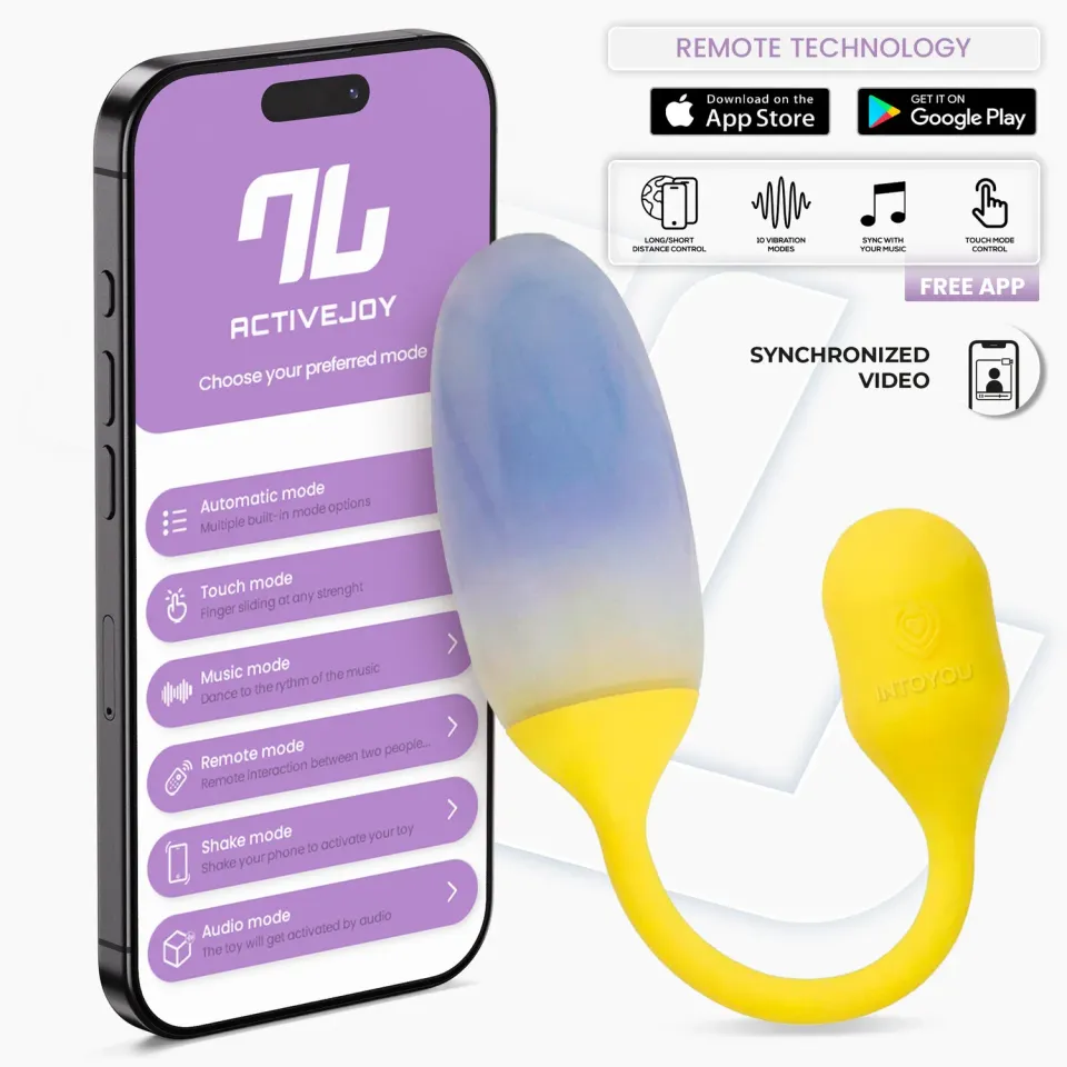Intoyou NexEgg vibratie-ei geel/paars met app 10 standen