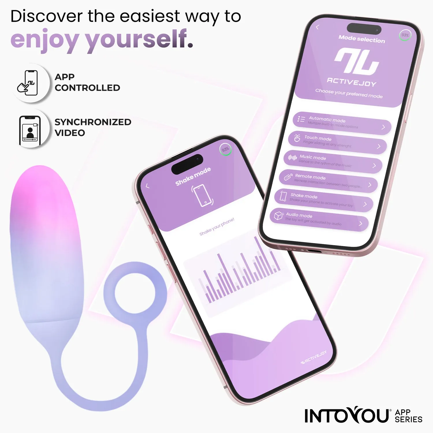 Intoyou App vibrerend ei roze-blauw met 10 standen