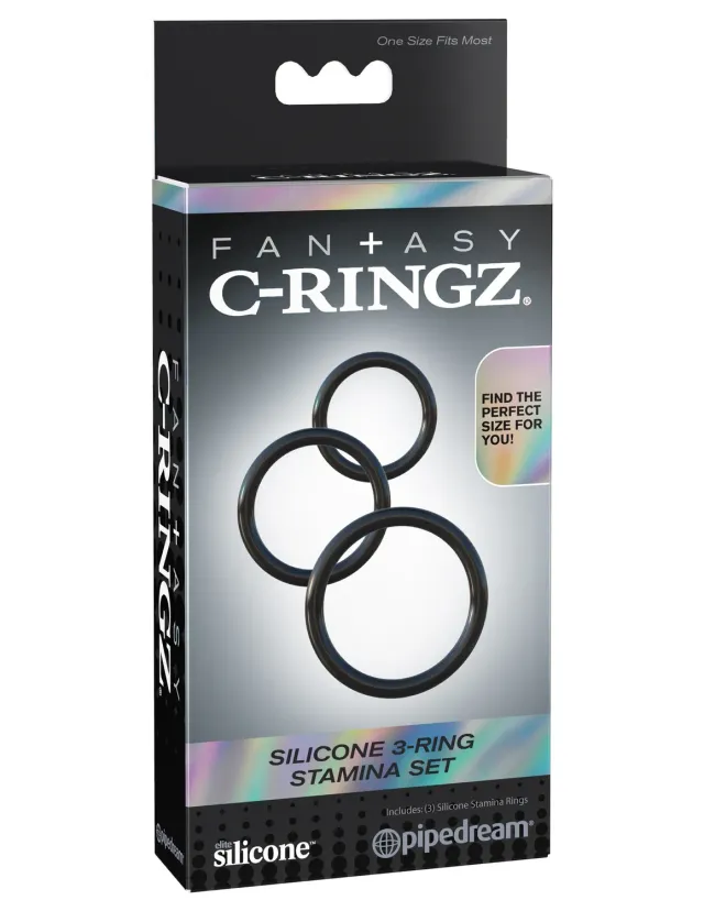Pipedream Fantasy C-Ringz Silicone 3-Ring Stamina Set zwart