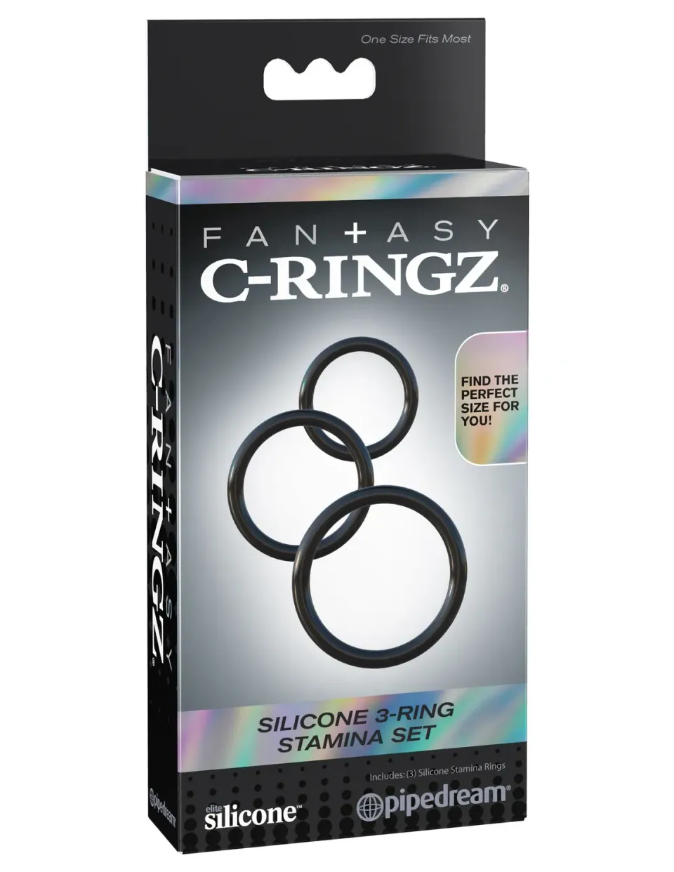 Pipedream Fantasy C-Ringz Silicone 3-Ring Stamina Set zwart