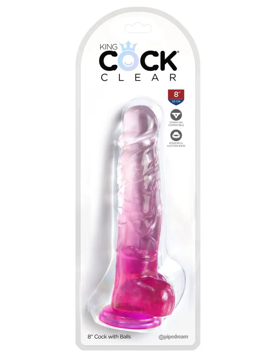 Pipedream King Cock 8 Cock with Balls dildo roze transparant