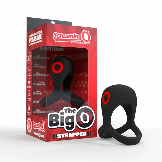 Screaming O BigO Pro vibrerende cockring zwart met ballenband