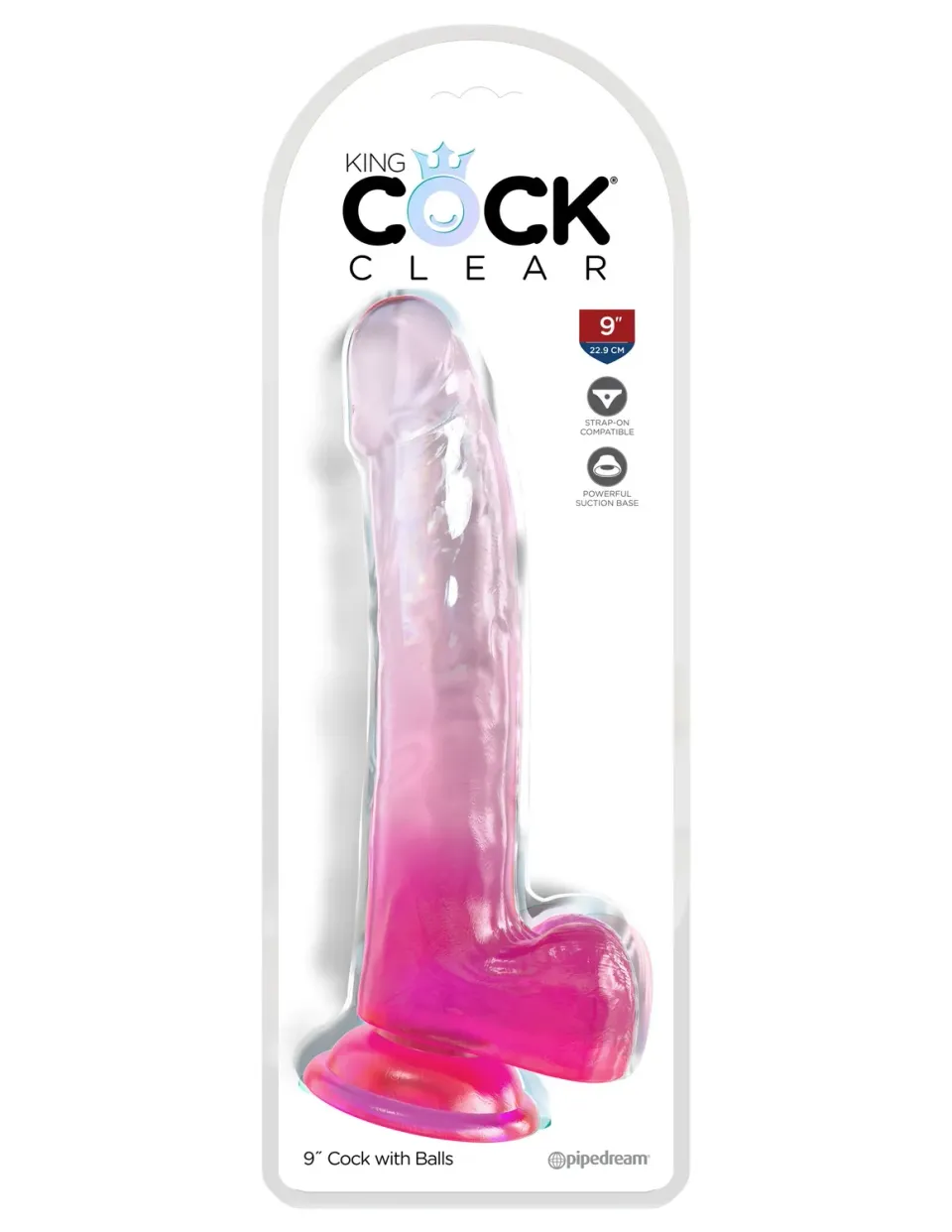 Pipedream King Cock 9 Cock with Balls dildo roze transparant
