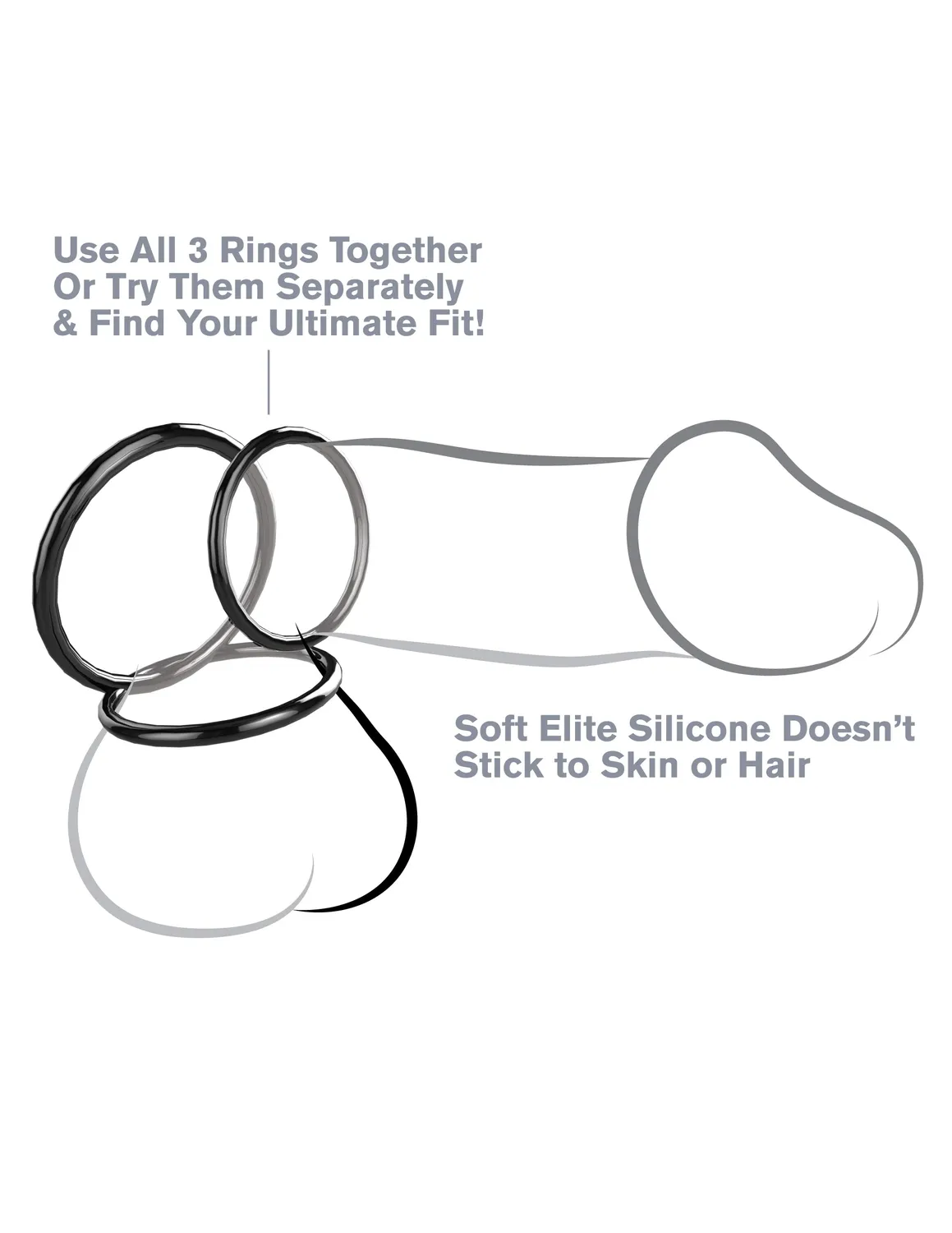 Pipedream Fantasy C-Ringz Silicone 3-Ring Stamina Set zwart