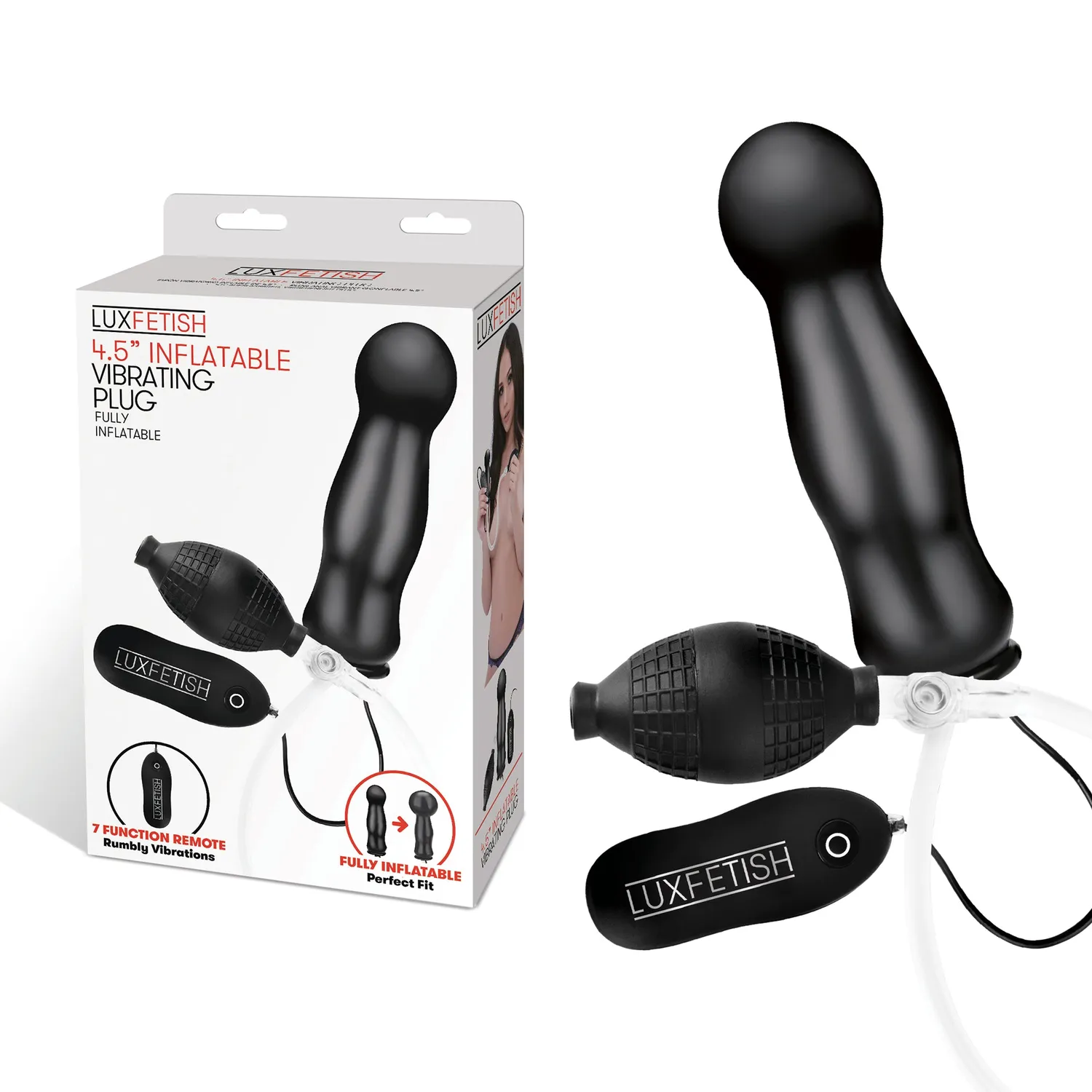 Lux Fetish 4.5" Opblaasbare Vibrerende Buttplug