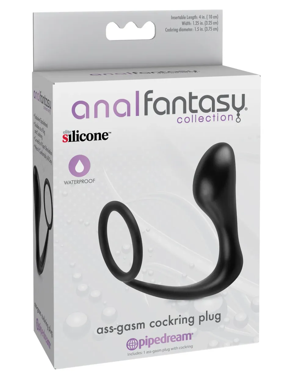 Pipedream Anal Fantasy Ass-Gasm cockring plug zwart silicone