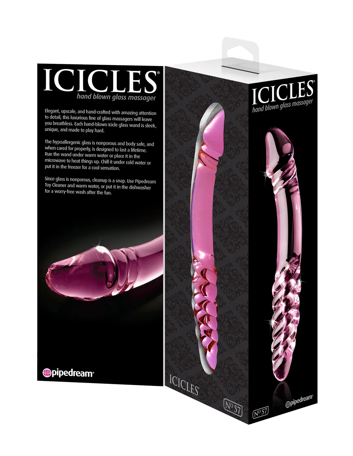 Pipedream Icicles No. 57 glazen dildo dubbelzijdig roze