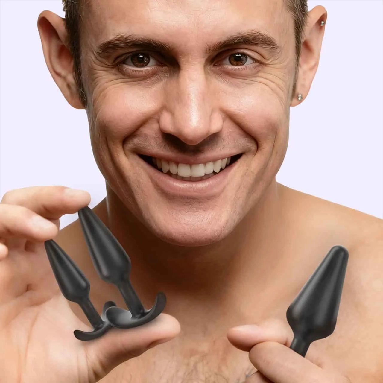 Beisar BAKI buttplug set zwart 3-delig trillend