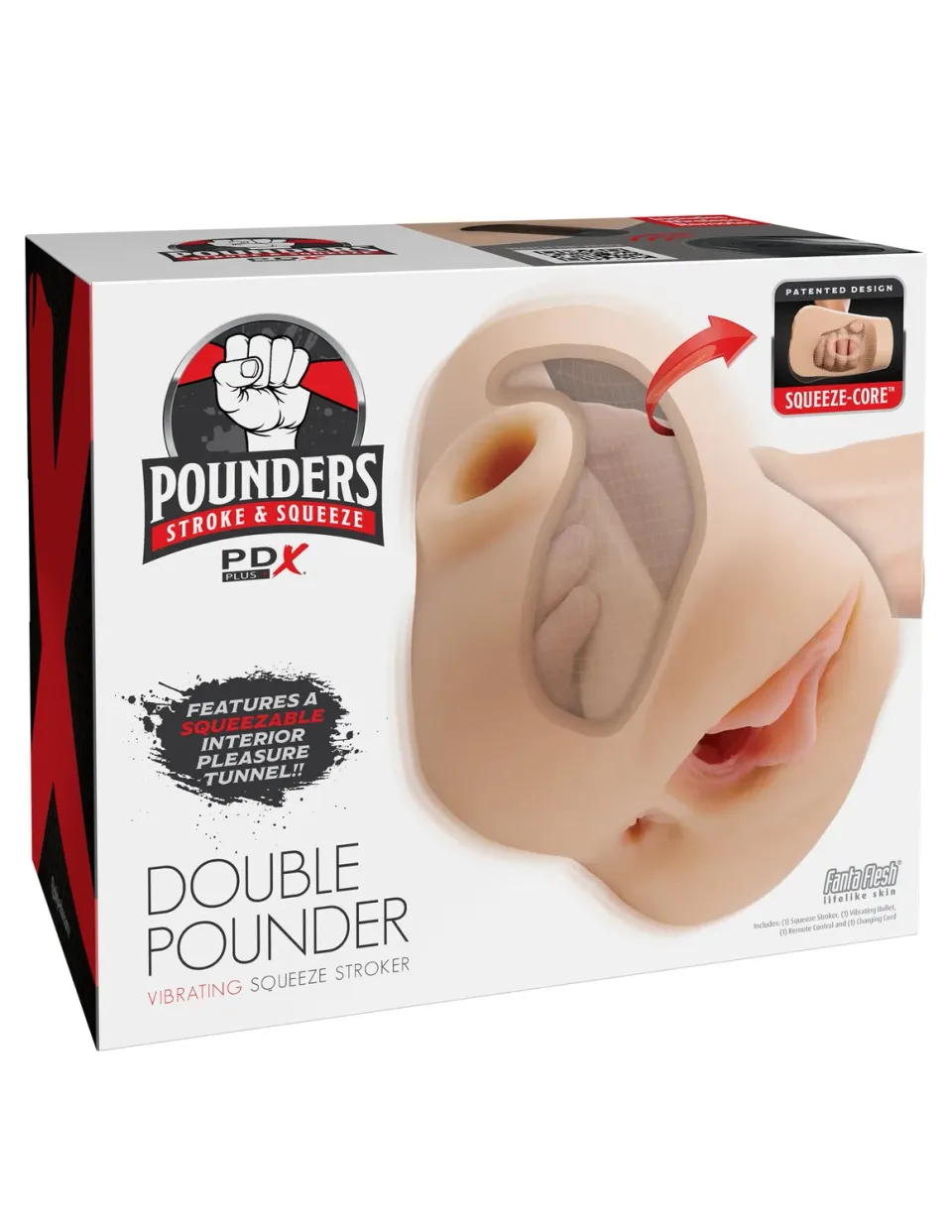 Pipedream PDX Plus Double Pounder vibrerende masturbator squeeze