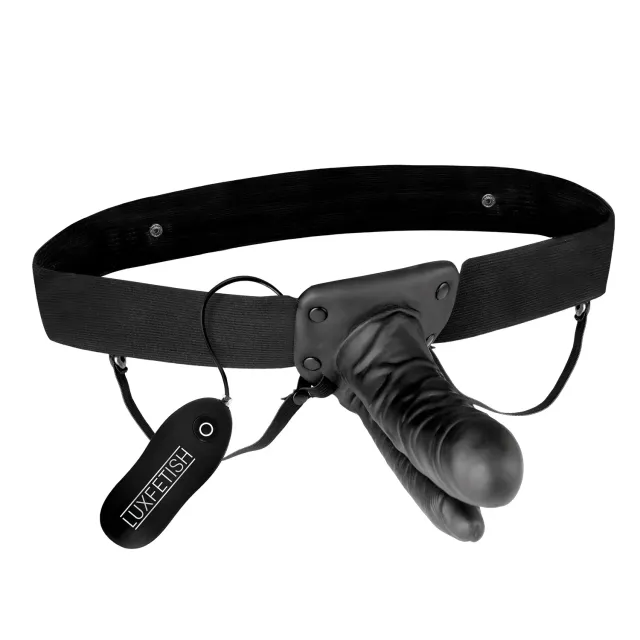 Lux Fetish Vibrating Double Penetration strap-on zwart