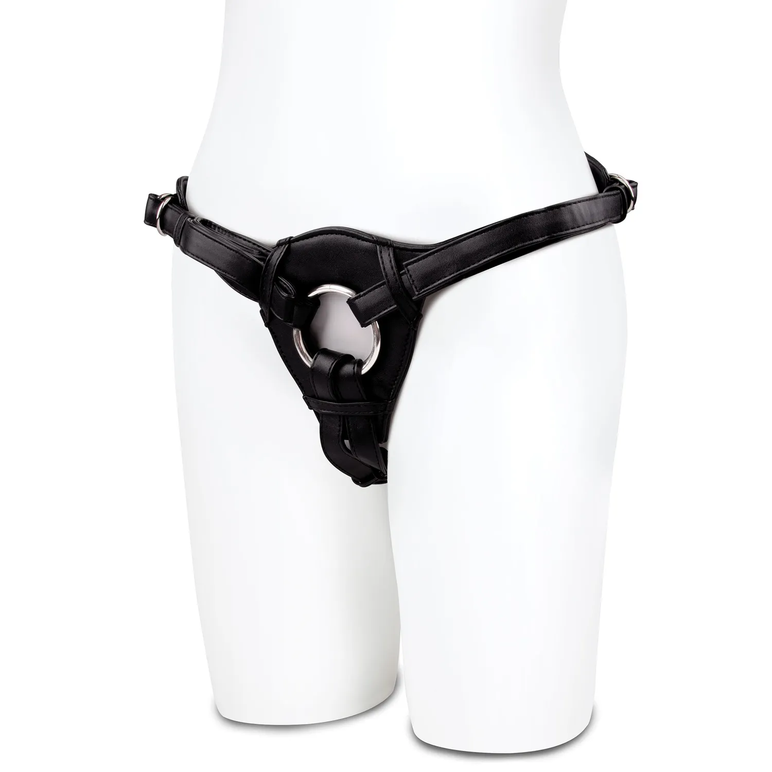 Lux Fetish Faux Leather Strap-On Harnas Zwart Vegan