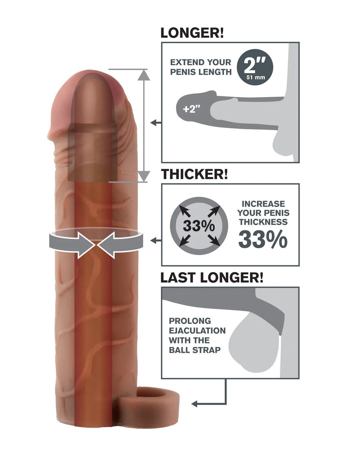 Pipedream Fantasy X-Tensions Perfect 2 Extension penishoess bruin
