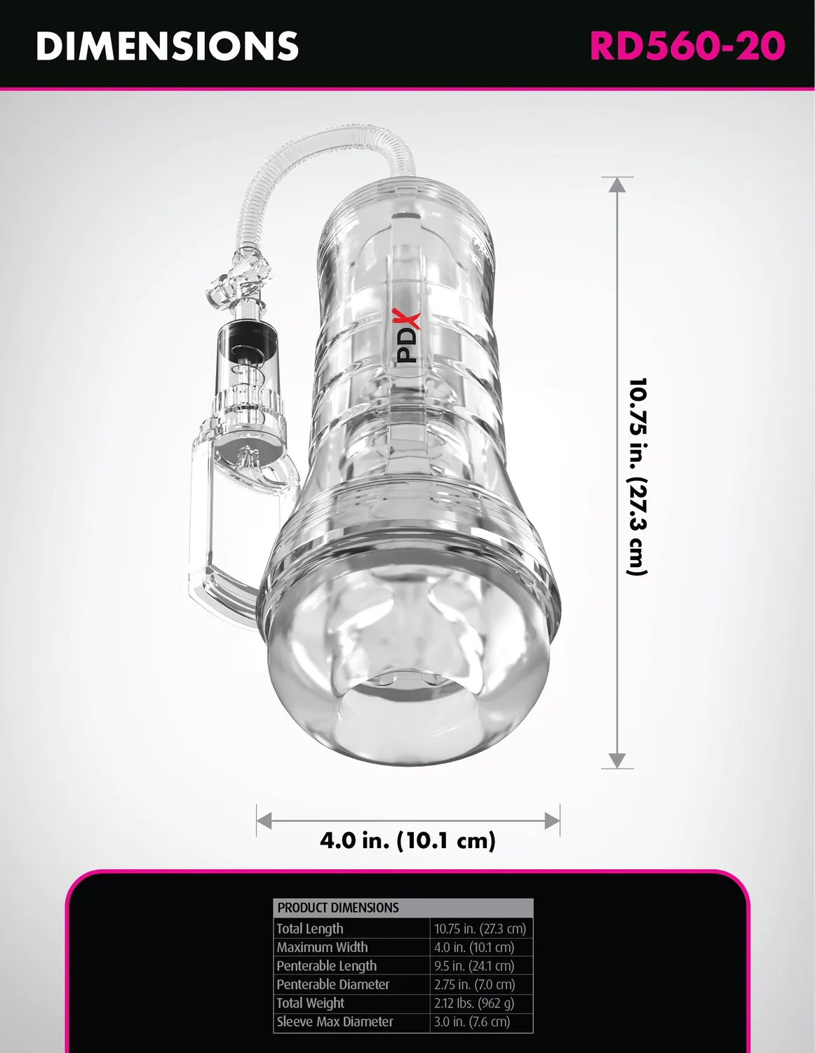 Pipedream ViewTube Vac XXL masturbator met pomp helder