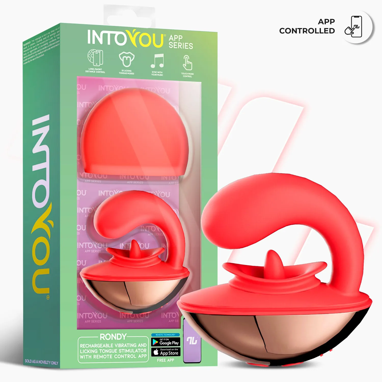 Intoyou Rondy vibrator met liktong en app, G-spot 10 standen