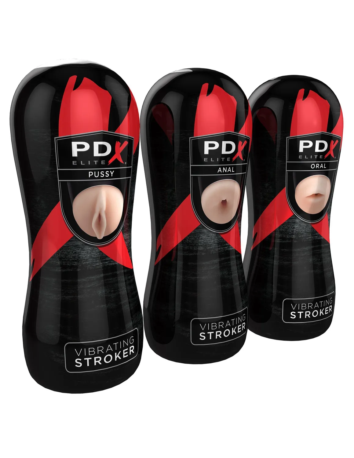 Pipedream PDX Elite Vibrating Stroker masturbator set trillend