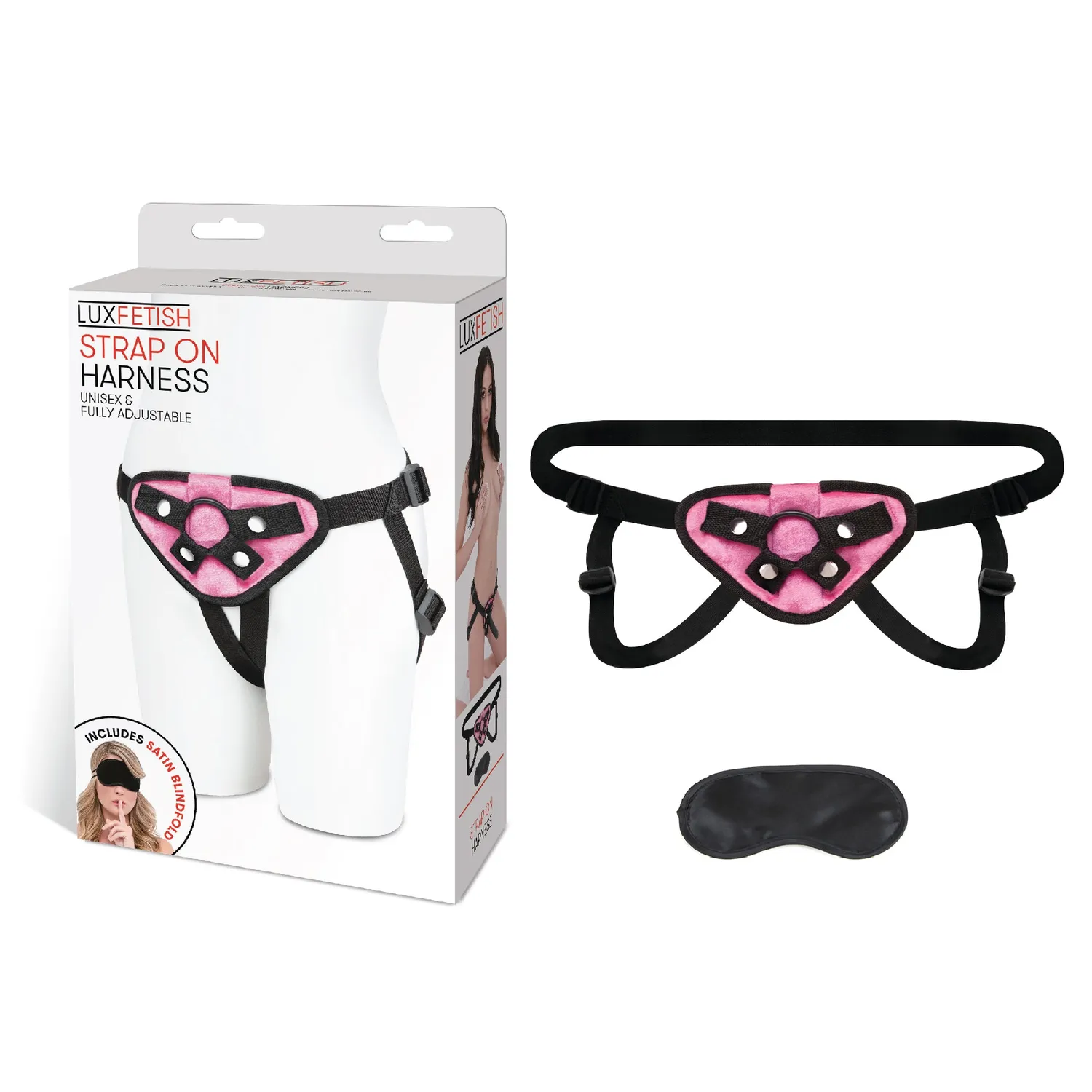 Lux Fetish Strap-On Harnas Roze Verstelbaar met Ringen