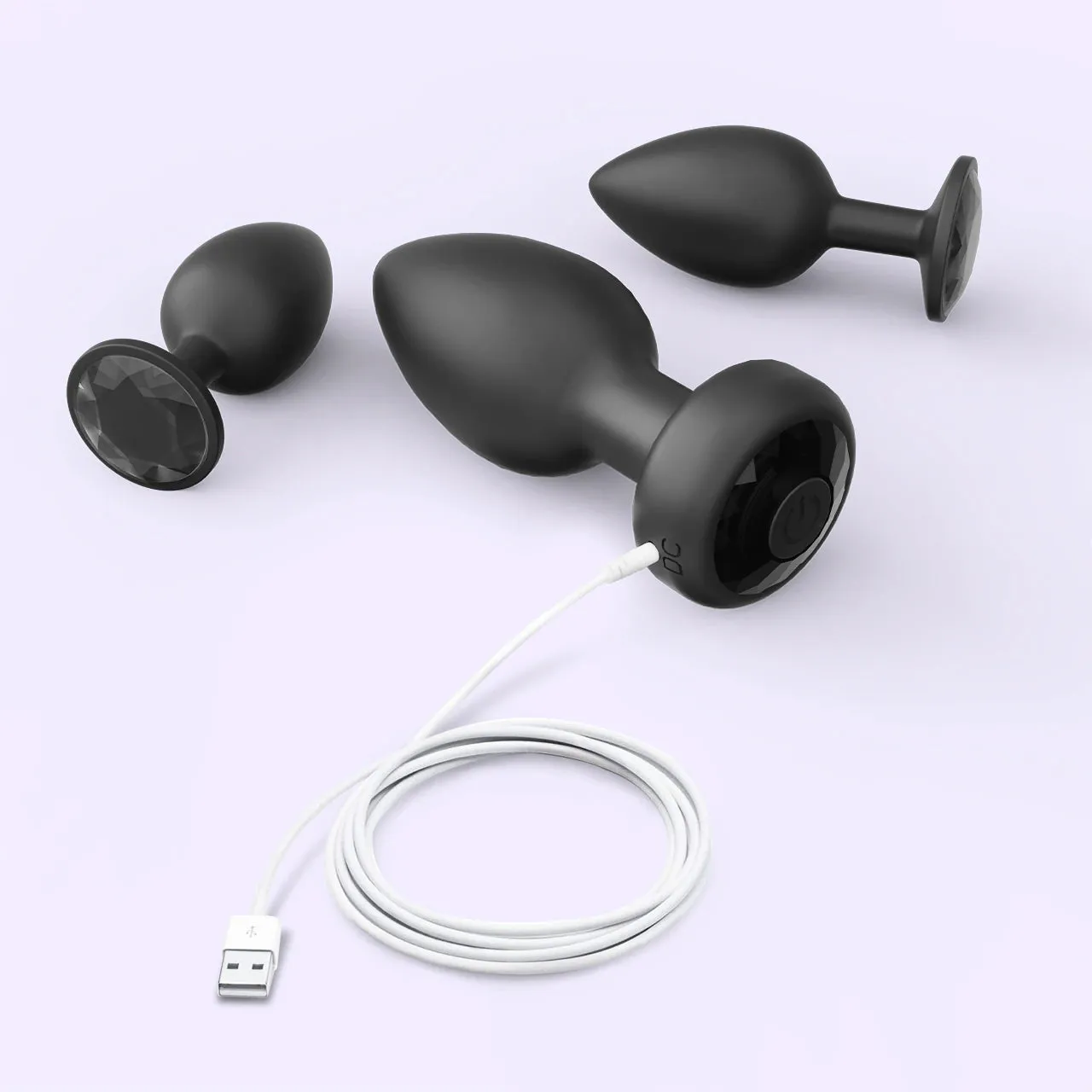 Beisar Peachy buttplug set zwart app 3-delig