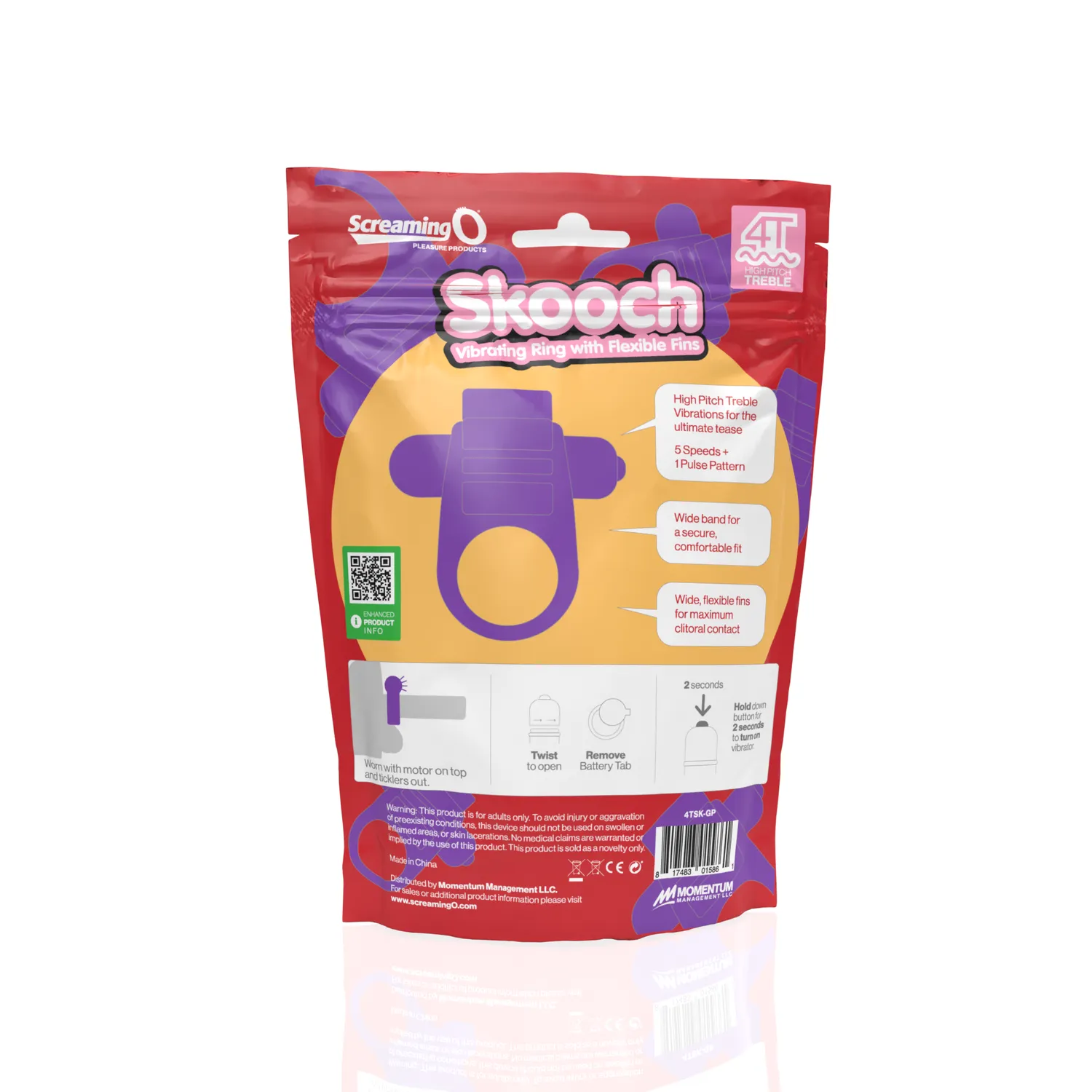 Screaming O Skooch 4T vibrerende cockring bosbes siliconen