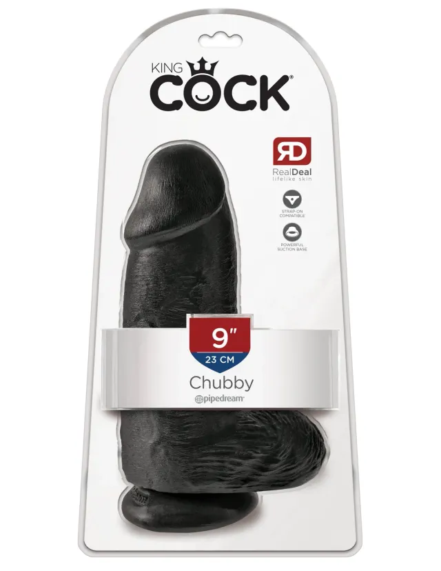 Pipedream King Cock 9 Chubby dildo zwart met zuignap
