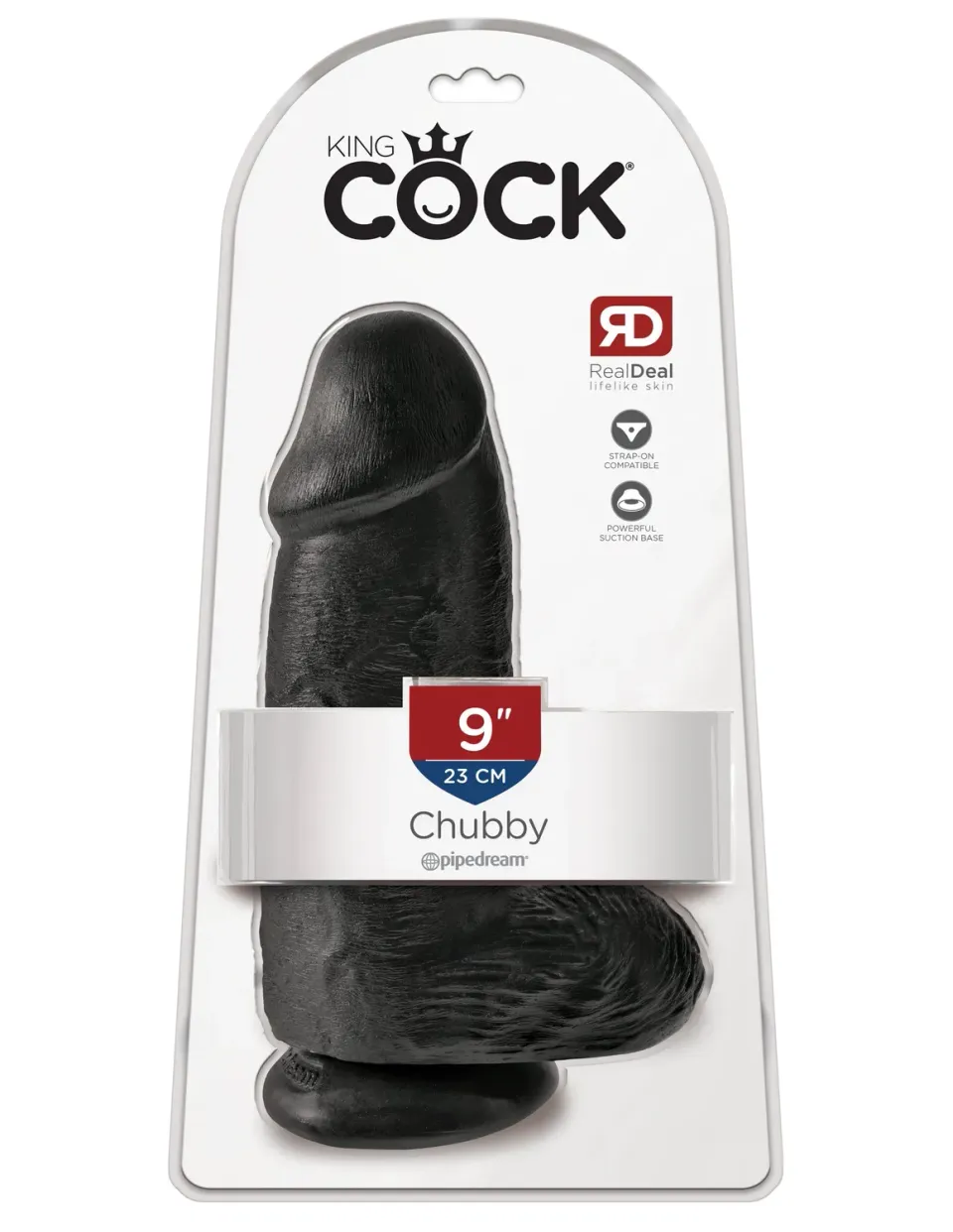 Pipedream King Cock 9 Chubby dildo zwart met zuignap