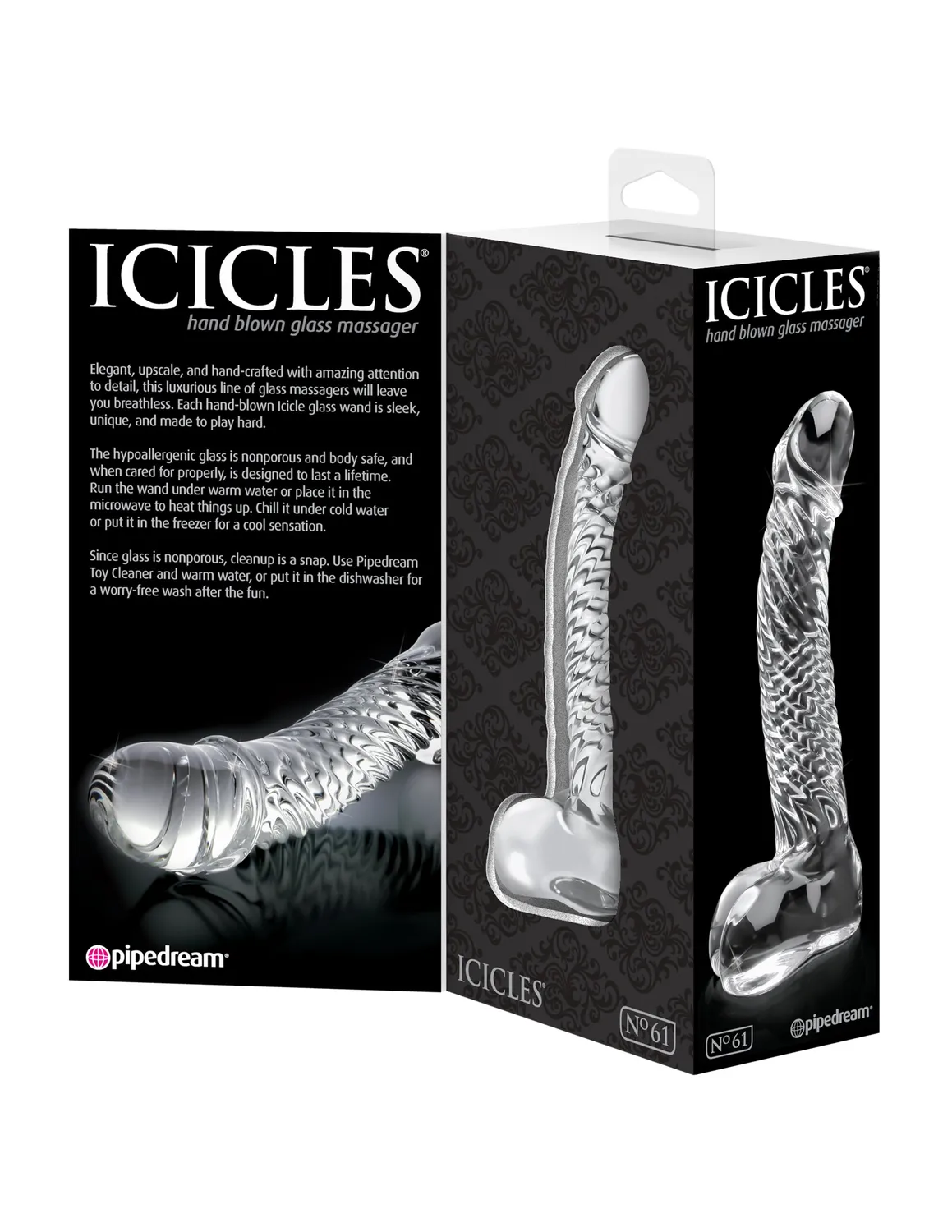 Pipedream Icicles No. 61 glazen dildo transparant geribbeld