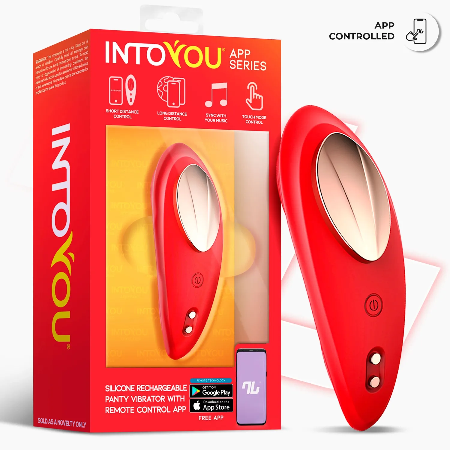 Intoyou Slipvibrator met App Rood stil