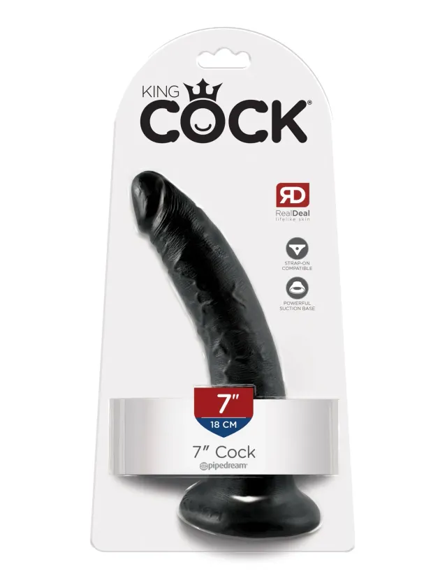 Pipedream King Cock 7" dildo zwart met zuignap