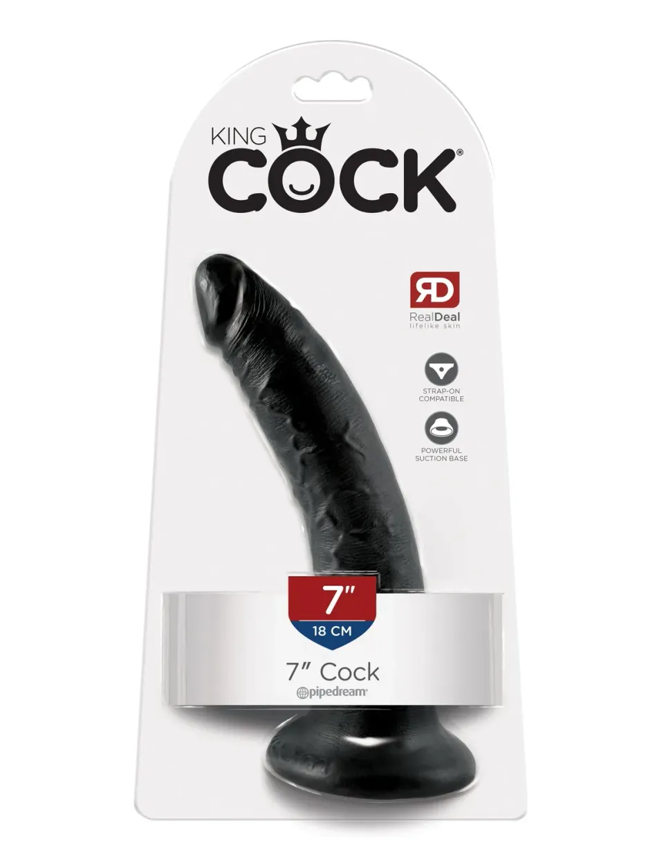 Pipedream King Cock 7" dildo zwart met zuignap