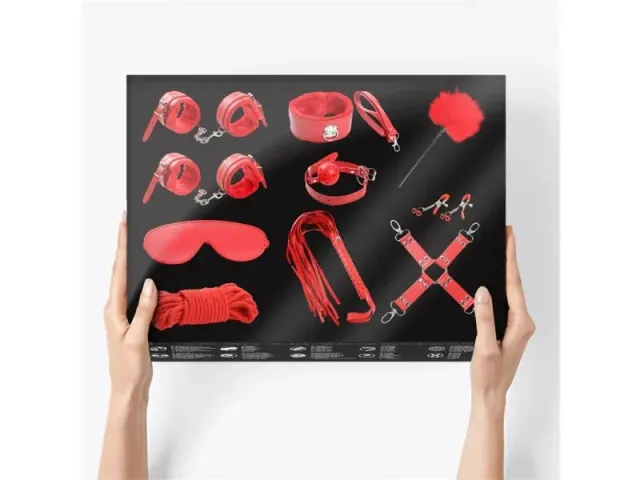 Intoyou BDSM Line bondage set 10-delig rood verstelbaar