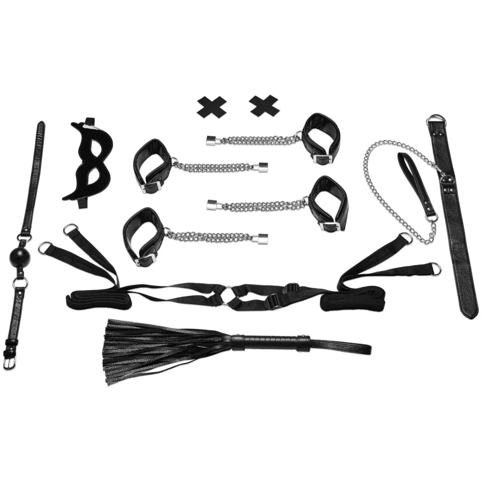Lux Fetish Chain-Me-Up bed restraint set 6-delig zwart