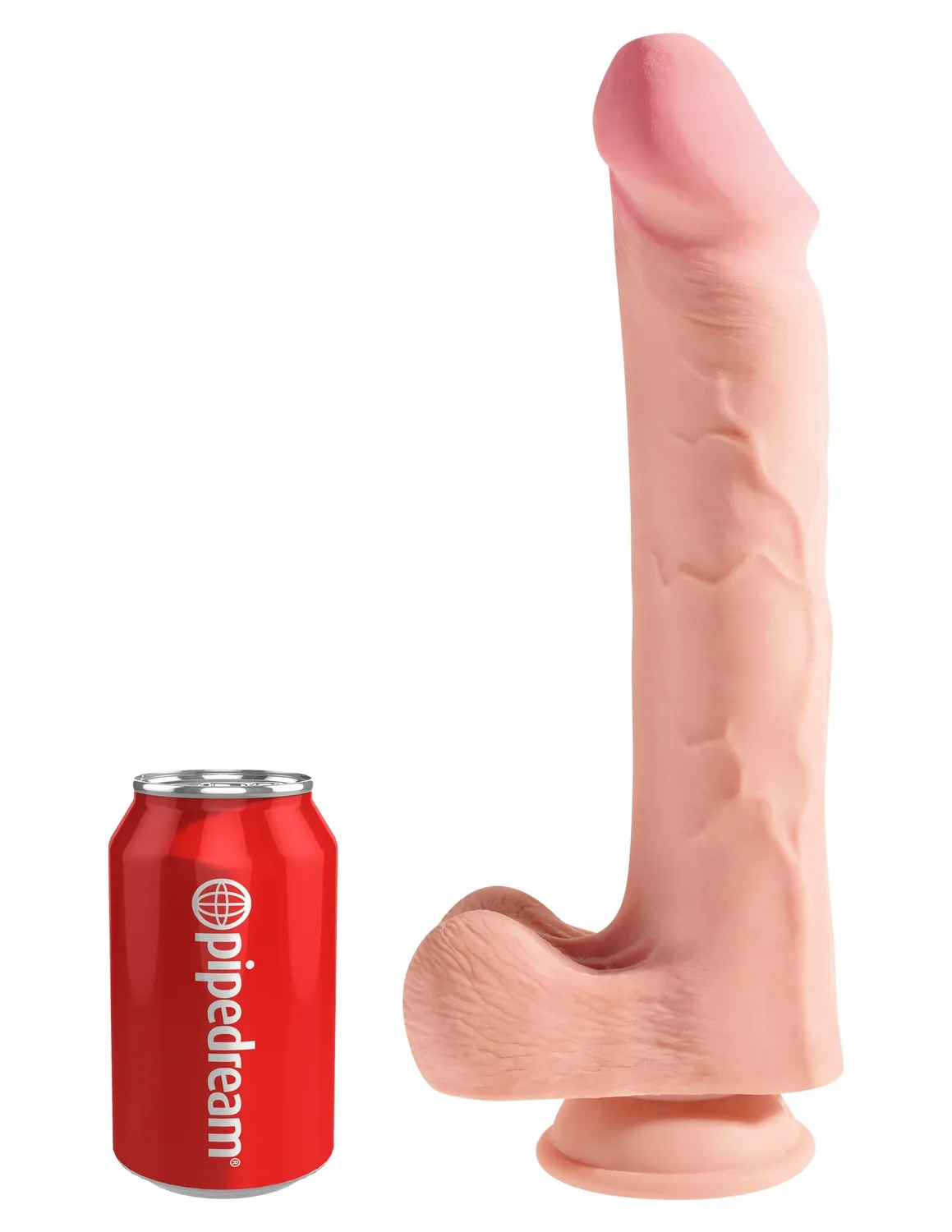 Pipedream King Cock Plus 12 Triple Density dildo met ballen licht