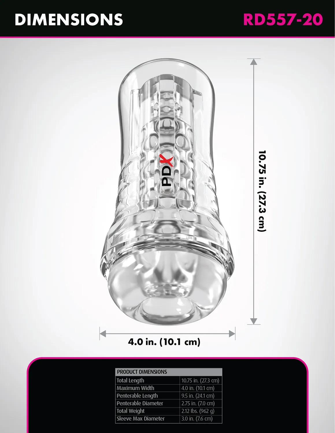 Pipedream PDX Elite ViewTube Plus masturbator transparant