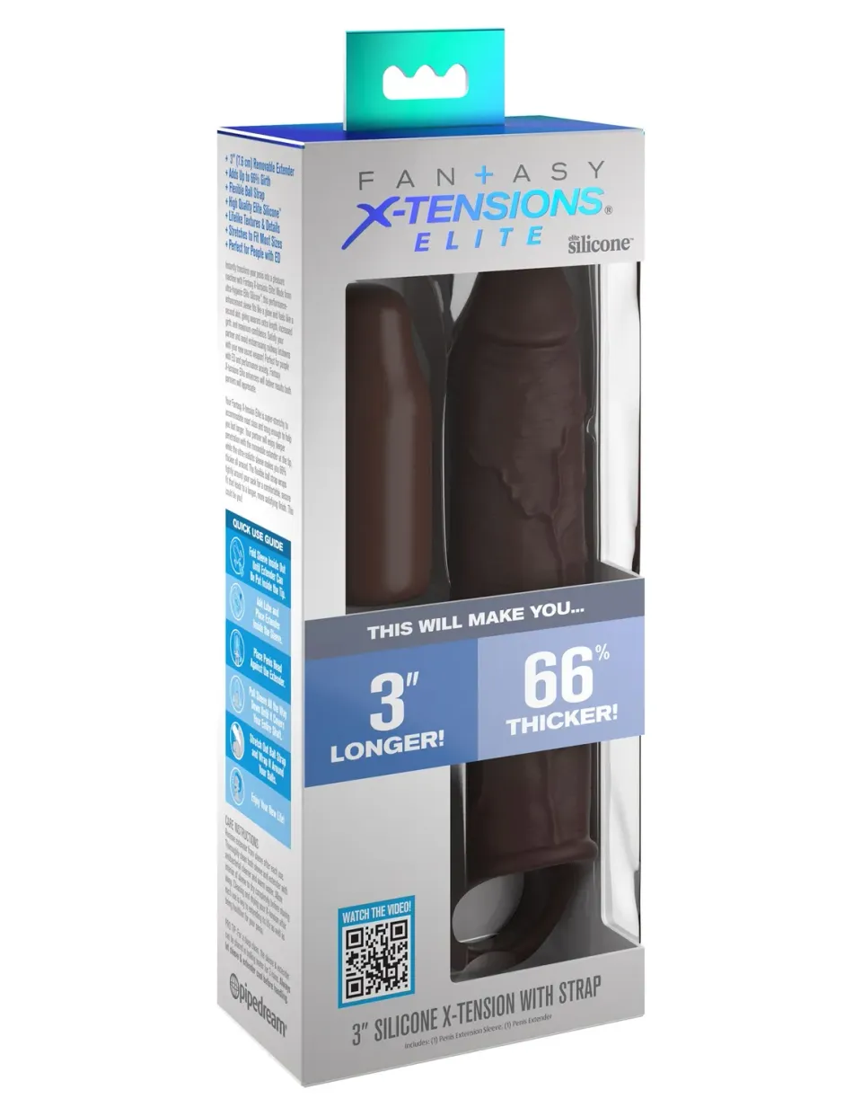 Pipedream Fantasy X-tensions Elite penis sleeve 3 inch bruin