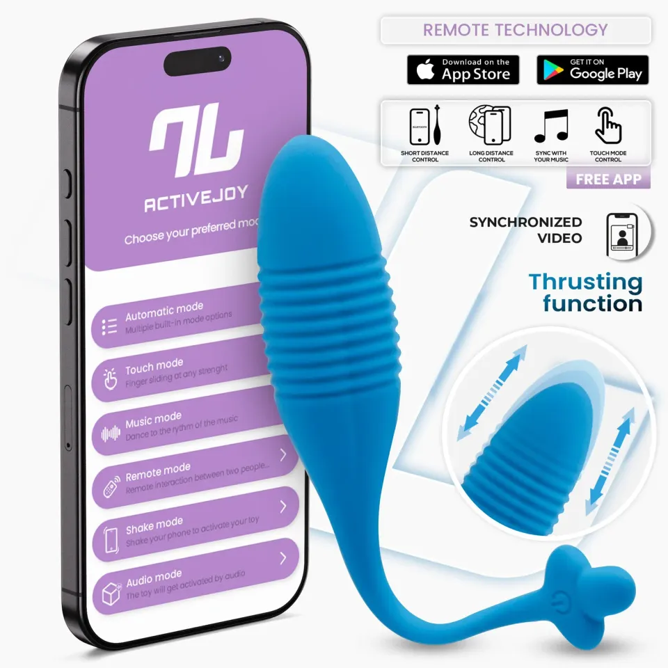 Intoyou Thrusting vibrerend ei blauw met appbediening