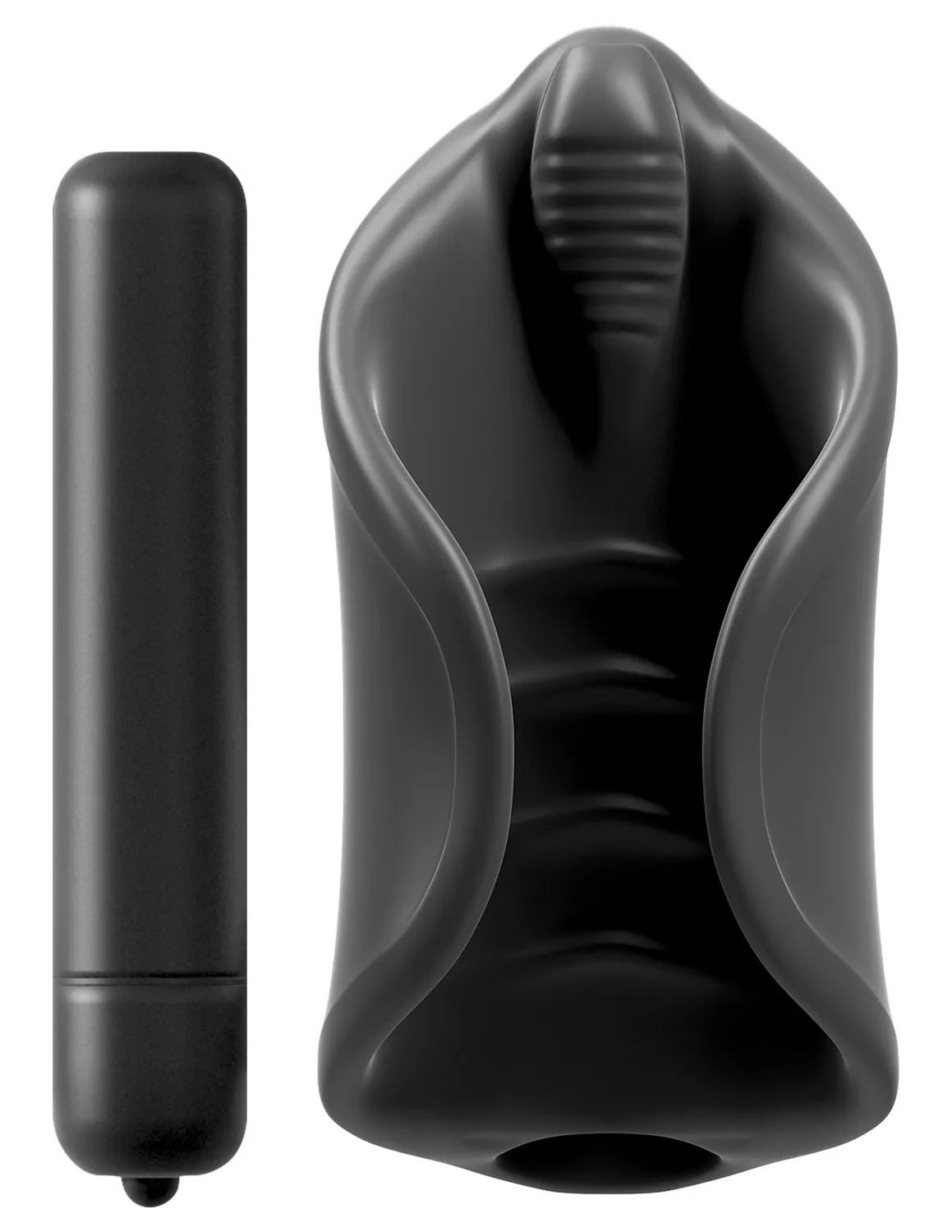 Pipedream PDX Elite Vibrating Silicone Stimulator Masturbator Zwart Geribbeld