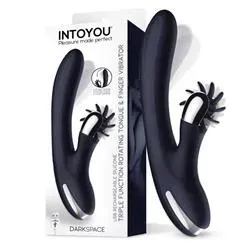 Intoyou Darkspace Vibrator met roterende tongen blauw