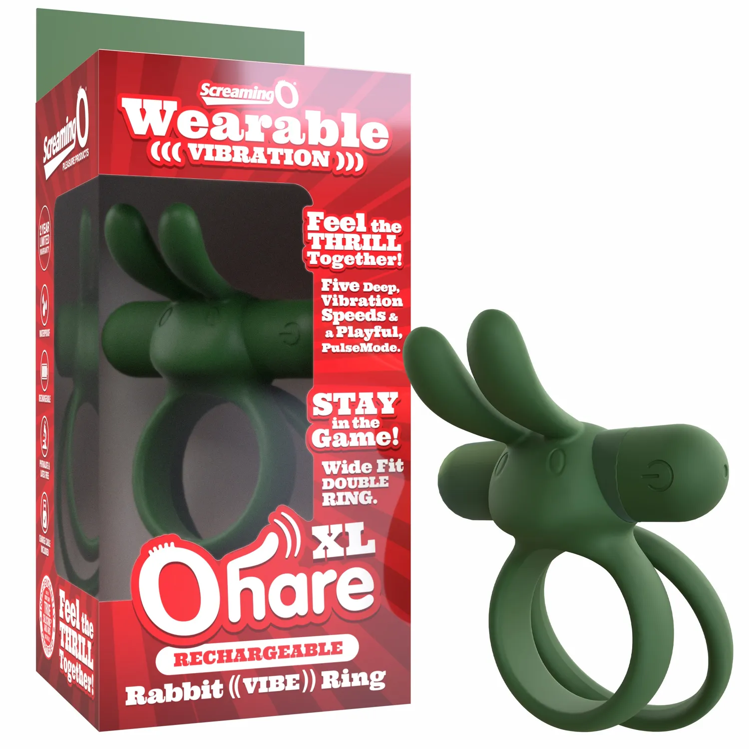 Screaming O Ohare XL Rechargeable vibrerende cockring zwart