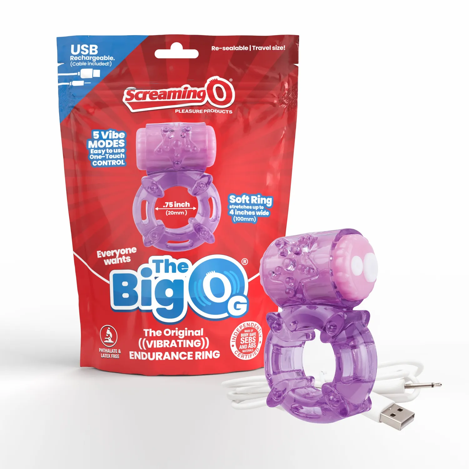 Screaming O Charged BigO Ring cockring blauw oplaadbaar
