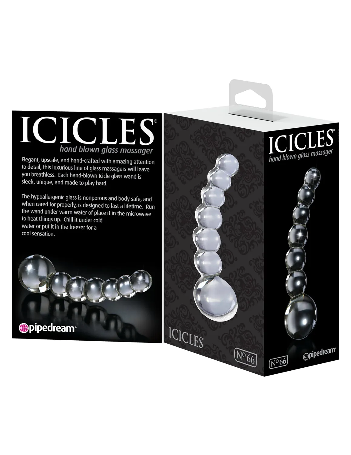 Pipedream Icicles No. 66 glazen dildo kralen transparant