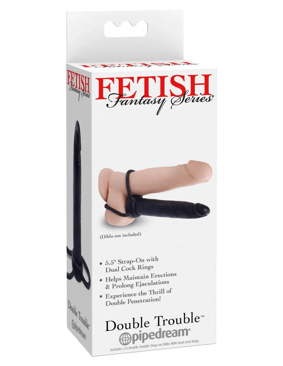 Pipedream Fetish Fantasy Double Trouble strap-on dildo 14,4 cm zwart