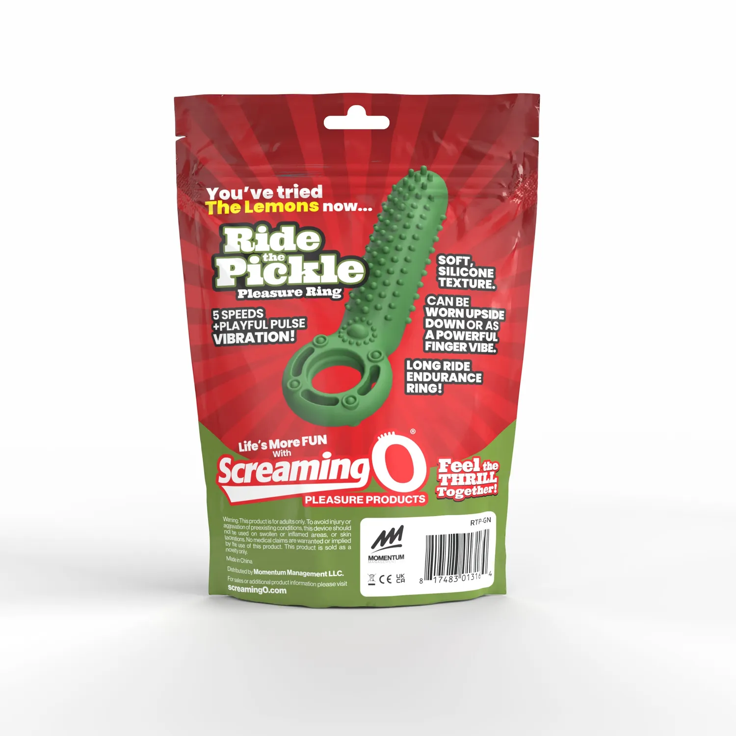 Screaming O Ride the Pickle vibrerende cockring groen siliconen