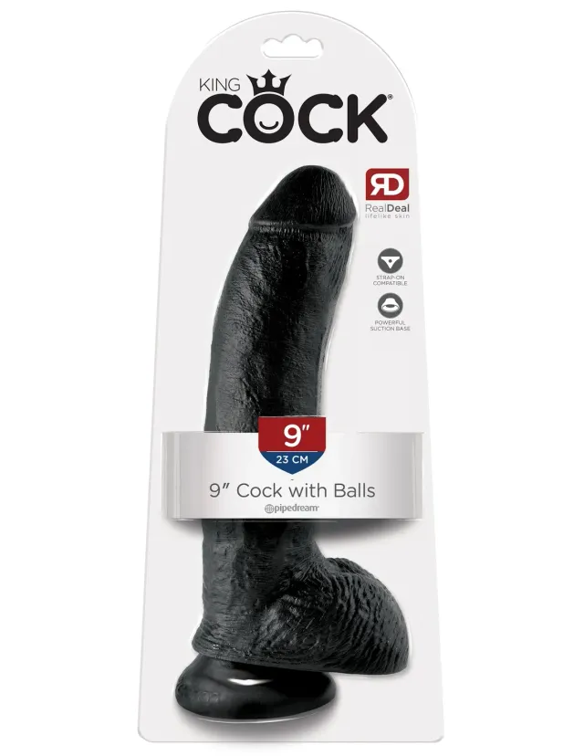 Pipedream King Cock 9 inch realistische dildo zwart met zuignap