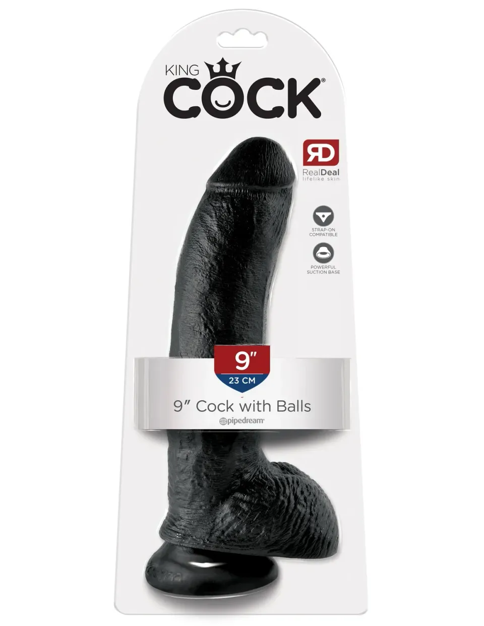 Pipedream King Cock 9 inch realistische dildo zwart met zuignap