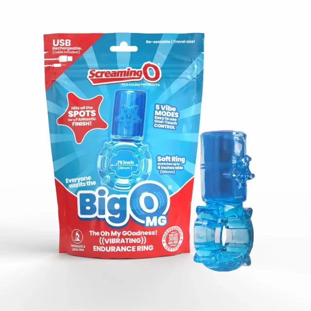 Screaming O Charged Big OMG penisring blauw oplaadbaar