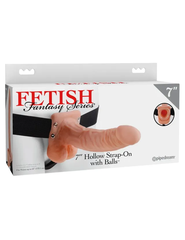 Pipedream Fetish Fantasy 7 Hollow Strap-On voorbinddildo met ballen
