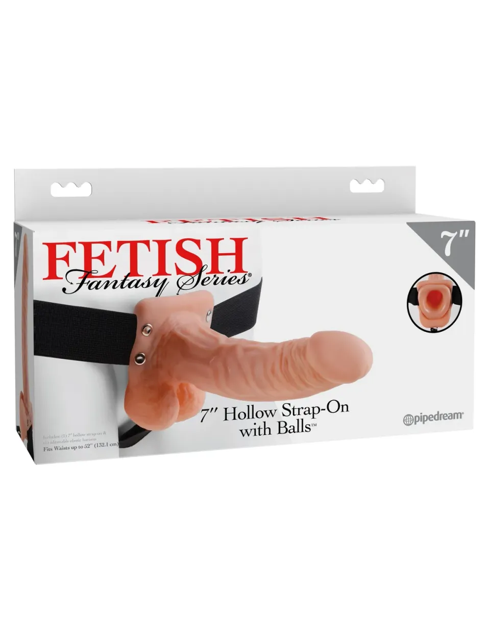 Pipedream Fetish Fantasy 7 Hollow Strap-On voorbinddildo met ballen