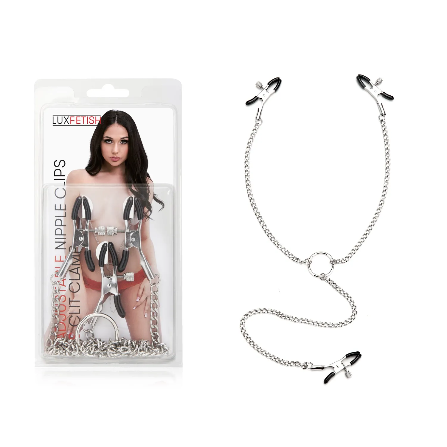Lux Fetish Tepelklemmen en Clitklem Verstelbaar met Ketting